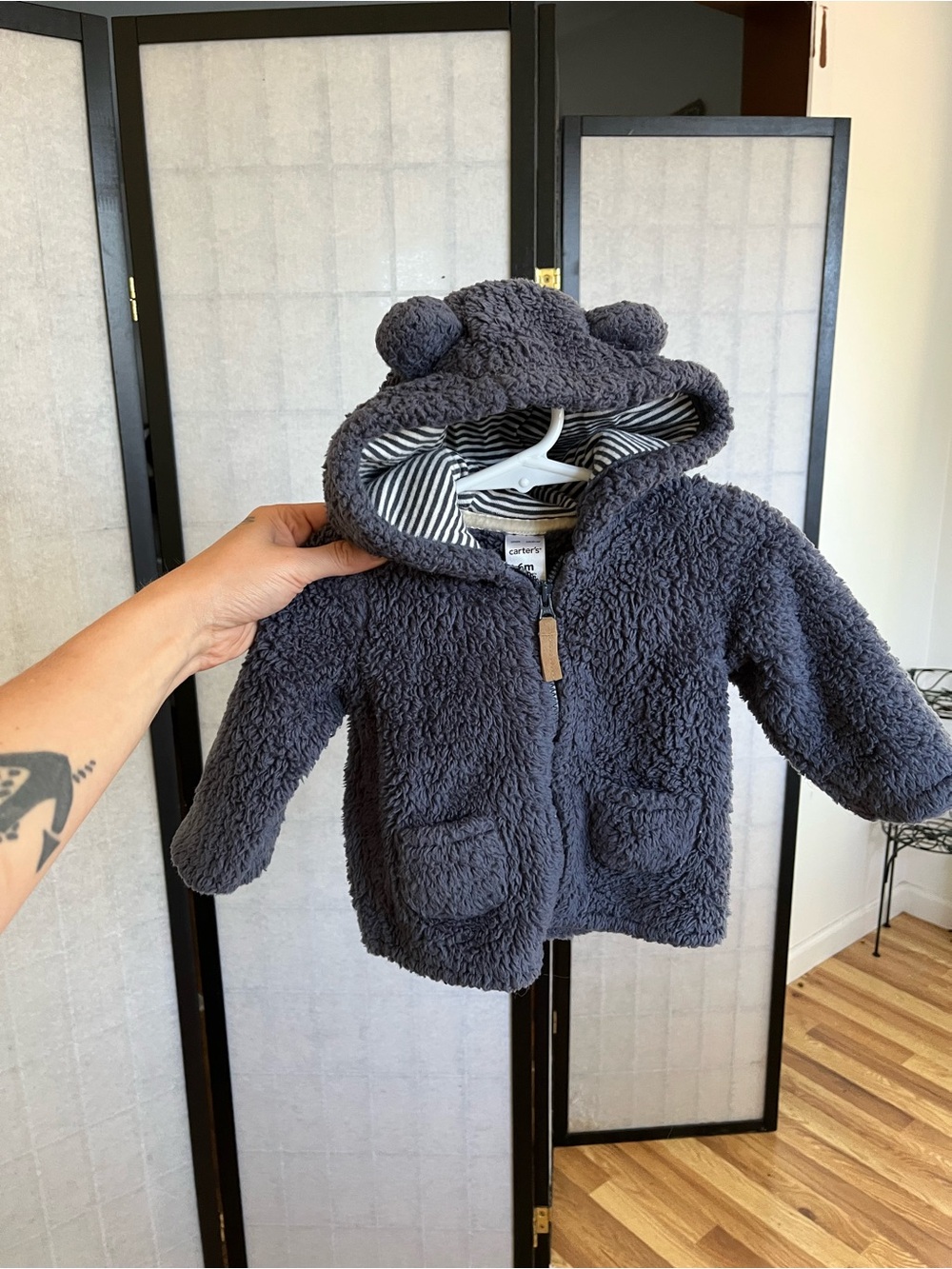 Carter's Navy Blue Teddy Bear Hooded Jacket
